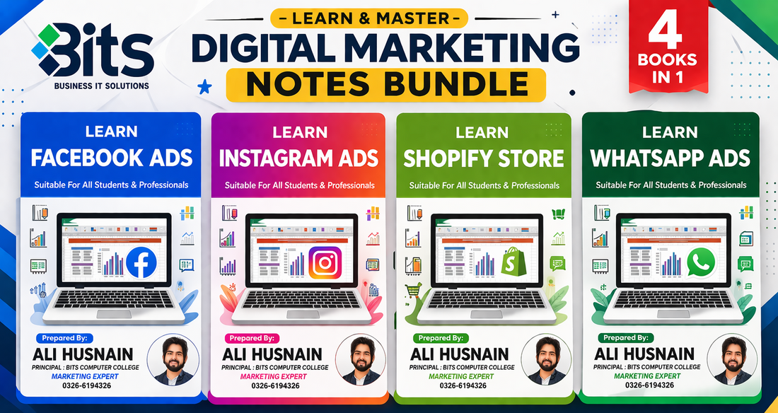 📘 Digital Marketing Notes Bundle – Facebook Ads, Instagram Ads, WhatsApp Marketing & Shopify Store Creation