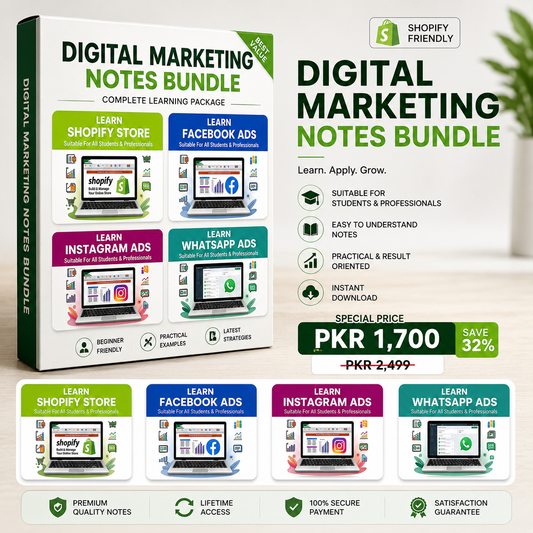📘 Digital Marketing Notes Bundle – Facebook Ads, Instagram Ads, WhatsApp Marketing & Shopify Store Creation